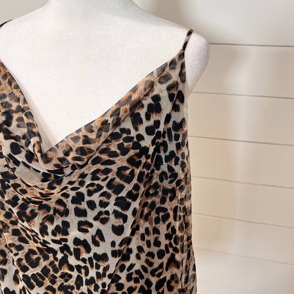 Hummingbird Mesh Leopard Print Strappy Blouse Size L - Picture 2 of 5
